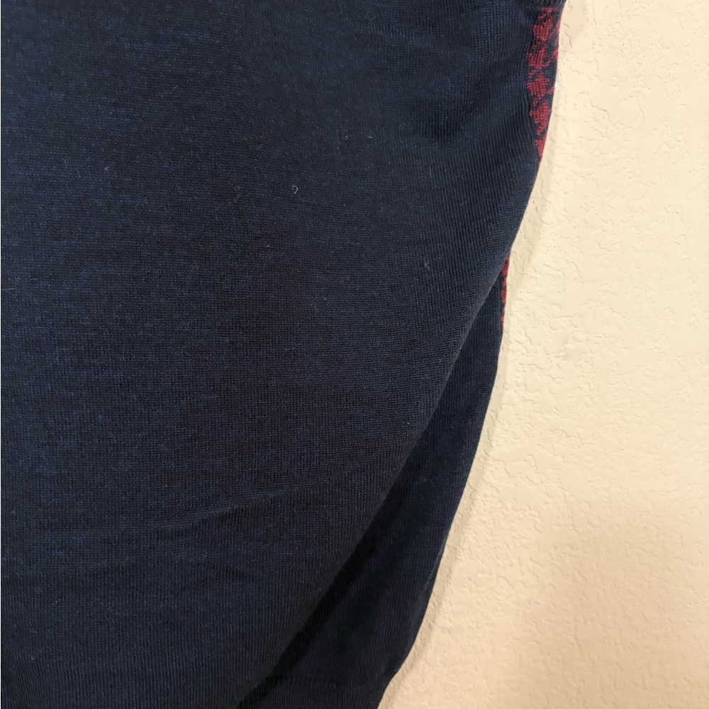 Brooks Brothers Merino Wool Navy & Burgundy V-Neck Herringbone Sweater Size XL - Picture 13 of 15